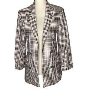 NEW Love Tree Plaid Versona Light Academia, Preppy Open Front Boyfriend Jkt Sz S